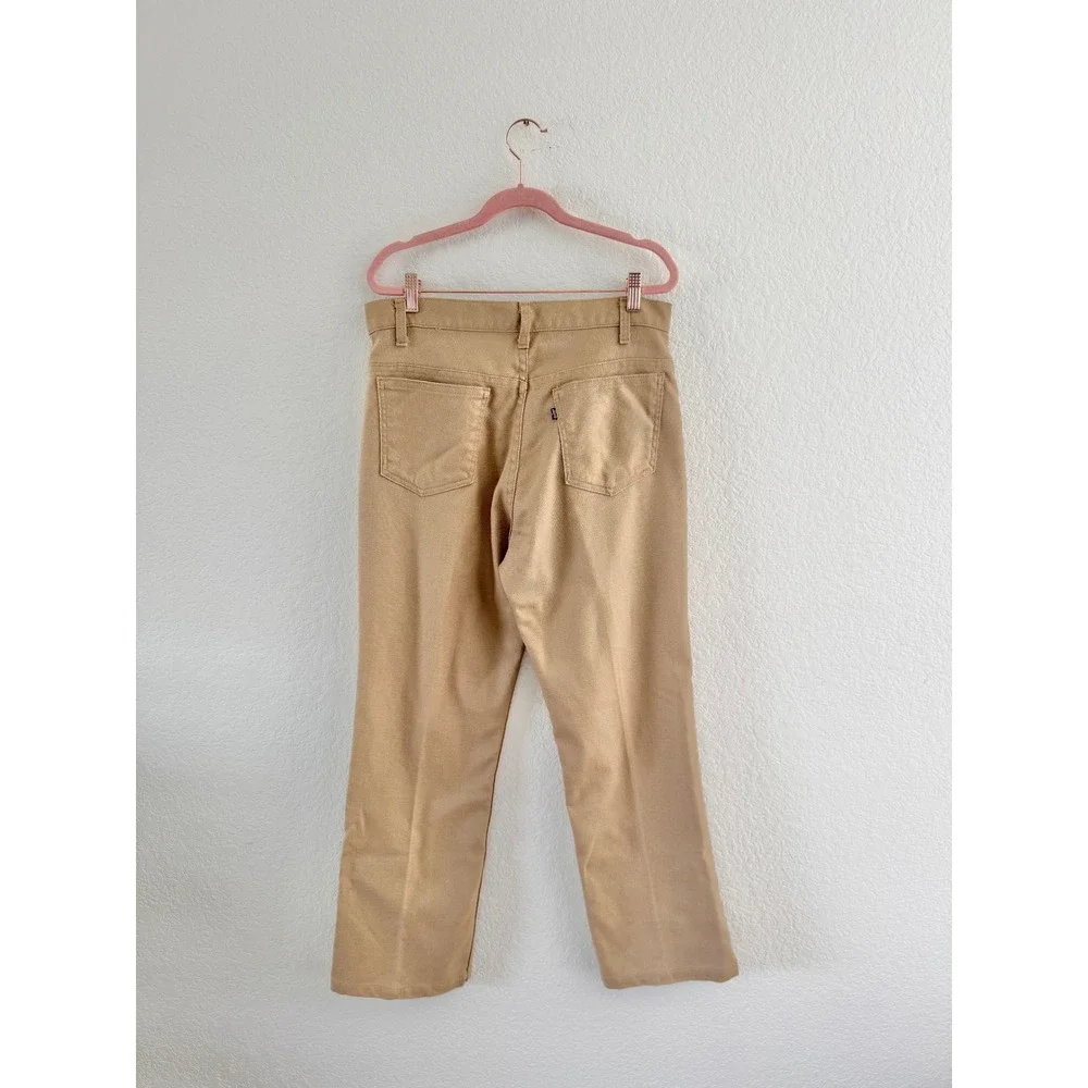 Levi's Sta-Prest Trousers Mens 33x29 Tan Vintage Woven Straight‎ Leg Black Tab